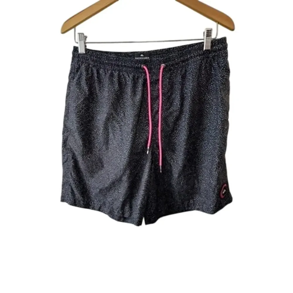 Quiksilver Volley Shorts Black Print Lined Shorts w/ Pockets Men's Size Large